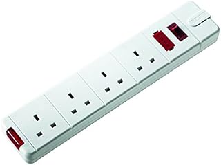 Masterplug SWFG4W-MP Four Socket Trailing Socket with Power Switch, without Plug and Cable, 13 Amp, White