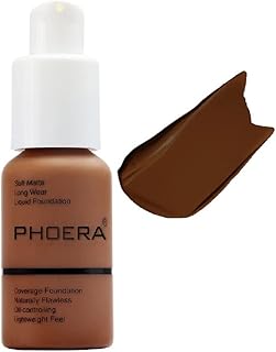 PHOERA Foundation,Flawless Soft Matte Oil Control Liquid Foundation Full Coverage Face Makeup. (109# Mocha)