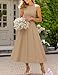 ZESICA Women Summer Sleeveless Midi Dresses 2026 Elegant Boat Neck A Line Tie Waist Spring Cocktail Party Dress Khaki Large