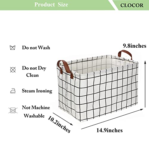 Image of CLOCOR Rectangular Storage Basket, Collapsible Storage Bin, Gift Basket (3 pack White checks)