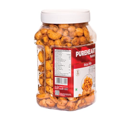 Image of PUREHEART Nutmix Ibiza Mix, 333g| Premium Macadamia (40%), Cashew, Peeled Almond Roasted Nuts l High Protein Snack - Reusable Jar