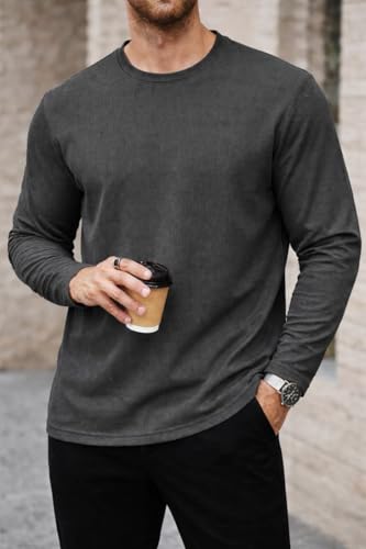 Image of Mack Jonney Men's Striped Ribbed Black Full Sleeve T-Shirt | Premium Soft Stretch Fabric | Casual Wear Round Neck Tee-M6265