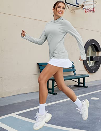 Luyaa Performance Hoodie Women Sunproof Fishing Hiking Shirts Tennis Lightweight Sun Protection Clothing Uv Protect Upf 50 Gray Large #TOP3