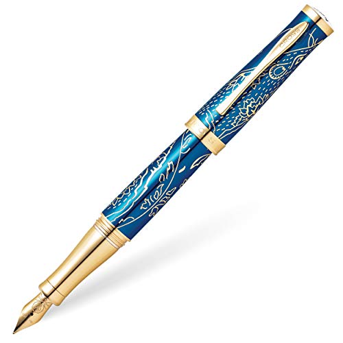 Cross Sauvage 2020 Year of the Rat Special Edition Translucent Blue Lacquer w/23KT Gold Plated Inlays and Appointments Medium Nib Fountain Pen -  A. T. Cross Co., AT0316-23MD