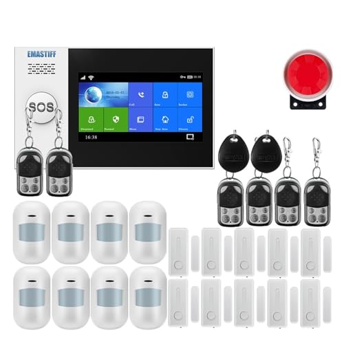 Système de sécurité Domestique, Système D'alarme De Sécurité Domestique GSM Via Détecteur De Mouvement APP Tuya Compatible(W4B1)