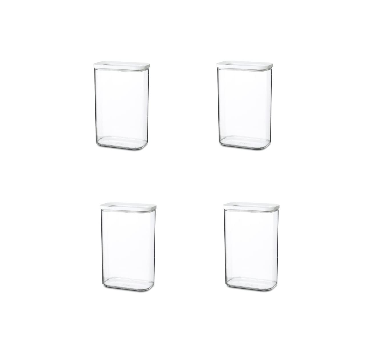Mepal Modula - Juego de 4 recipientes de almacenamiento (2000 ml, ideal para guardar alimentos secos), color blanco