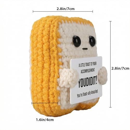 Handmade Crochet Gifts A Little Toast to Your Accomplishment Toast Ornament, Funny You Did It Presents for Women Men, Motivational Ideas for Coworker Employee, Graduation Gifts Office Desk Decor by GZGTUU - Used condition - Image 2