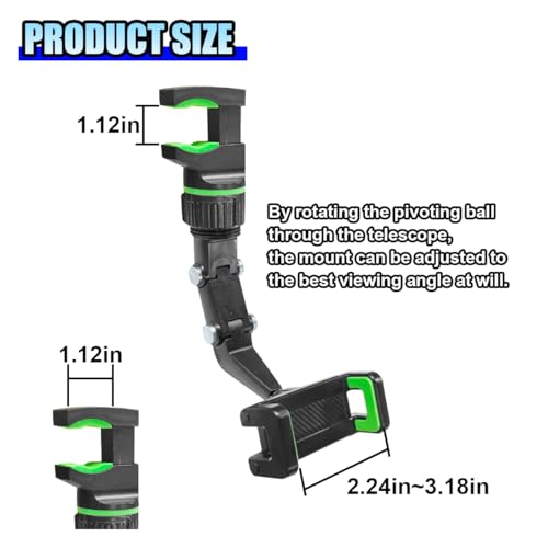 Rearview Mirror Phone Mount Holder for Car, 360° Rotating Adjustable Car Green - 第 6/13 張圖片