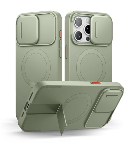 SURITCH ���C�P�[�XiPhone 15 pro max�ƌ݊��� �ƃJ�����ی�J�o�[�ƒ����\�ȃX�^���h ���h�~�ϏՌ��ی�J�o�[iPhone 15 pro max�p (�O���[��)