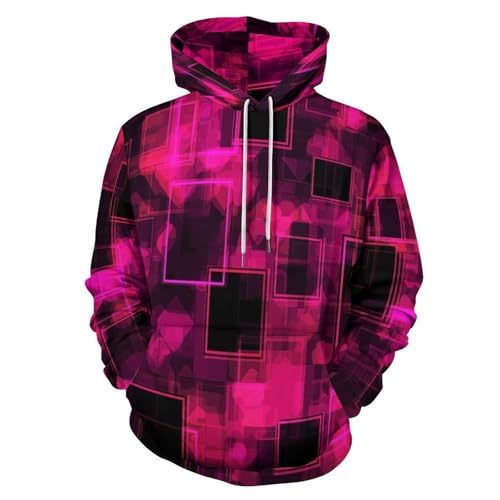 Style abstrait moderne pull à capuche cube néon à manches longues design mixte