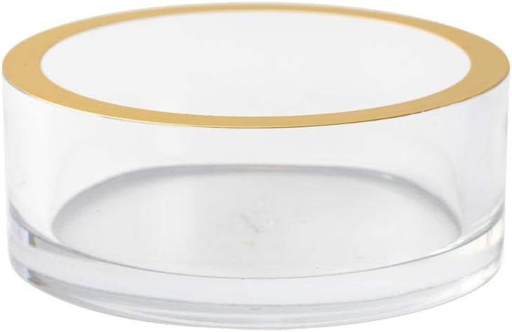 Caspari Acrylic Wine Bottle Coaster in Clear with Gold Rim - Set of 2