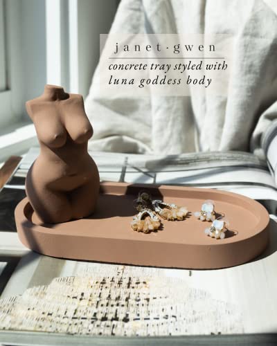Janet Gwen Clay Concrete Oval Tray | 3.75" X 7" X 0.5" Stone Bathroom Accessories Small Vanity Tray Trinket Tray Catchall Tray Key Tray Jewelry Dish #TOP6