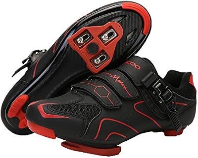 Unisex Cycling Shoes – Peloton-Compatible Delta Cleat Clip-In – Black-Red (M13)