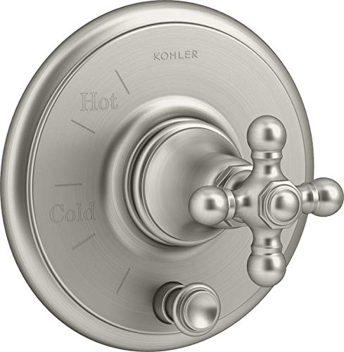 Kohler K-T72768-3-BN Artifacts Dual Function Pressure Balanced Valve Trim Only with Single Cross Handle and Integrated Diverter - Less Rough In