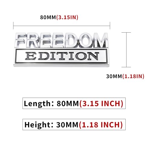 Image of 1pc 3D Raised Letter Freedom Edition Emblem Car Decals - Metal Sticker for Cars, Trucks, Motorcycles, SUV - Door Tailgate Bumper Badge Decal Vehicles Decoration (Silver and Black)