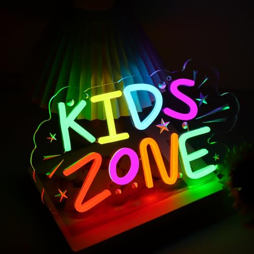 Image of Kids Zone Neon Sign for Wall Decor, Dimmable USB Powered Colourful Neon Light Sign for Bedroom Living Room Kids Room Classroom Party Decor