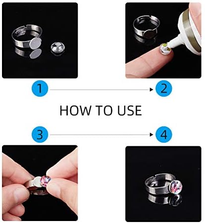 UNICRAFTALE 60pcs Adjustable Finger Rings Making DIY, 30pcs Stainless Steel Finger Rings Components with 30pcs Glass Cabochons8mm, Flat Round Ring Blanks Kits for Unisex Ring Making