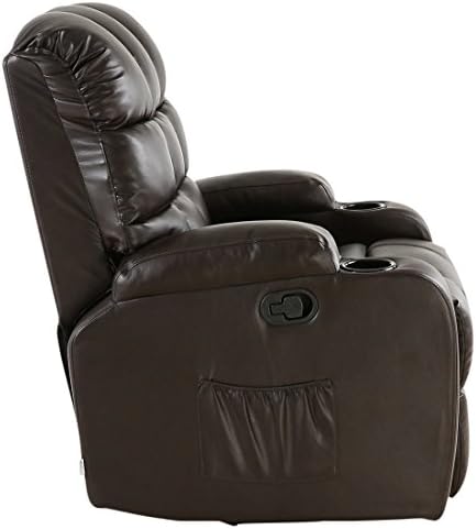More4Homes REGAL 10 IN 1 RECLINER CHAIR ROCKING MASSAGE SWIVEL HEATED GAMING BONDED LEATHER ARMCHAIR (Brown)
