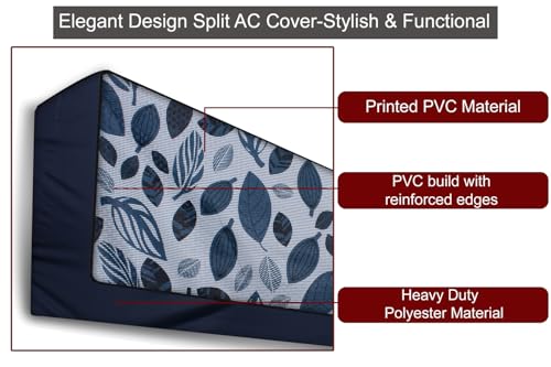 Image of The Furnishing Tree AC Cover Set of Indoor and Outdoor Unit for 1.5 Water Resistance & DustProof, ton Grey Base Ditzy Pattern