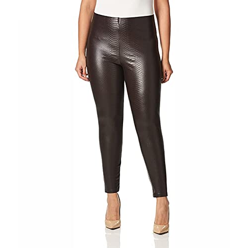 HUE Women's Sleek Effect High Waist Leggings, Chocolate Plum-Croco, Small