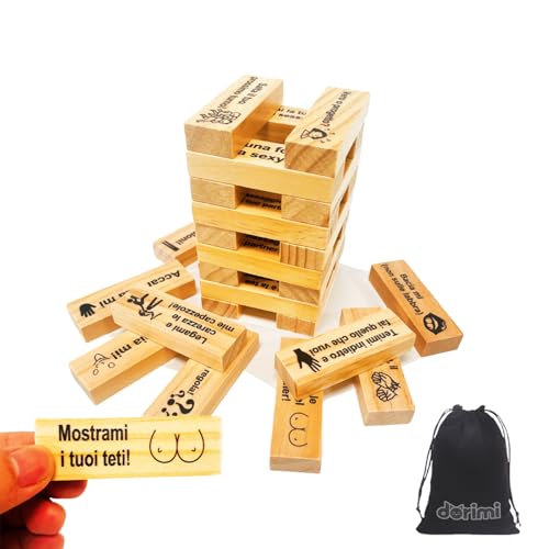 Italiano Gioco Erotico Torre in Legno 48 Pezzi – Giochi Hot per Adulti, Torre della Passione Piccante, Giochi Erotici Coppie, Gioco di Coppia in Italiano (48 pezzi)