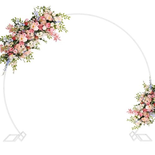 Asee'm Round Backdrop Stand 7.2FT White Wedding Arch Metal Circle Balloon