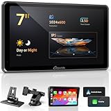 CARPURIDE 7 Inch Carplay Screen for Car，Wired/Wireless CarPlay Screen for Apple CarPlay & Android Auto, Mirror, Siri, Bluetooth, Navigation, External MIC Port, TF Card/USB Playback