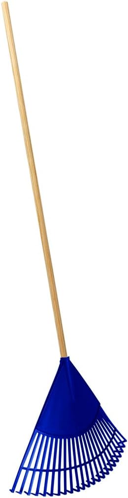 Leaf Rake 22.5" Resin Head 48" Hardwood Handle, Blue