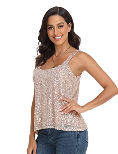 PrettyGuide Women's All Sequin Tank Tops Loose Flowy Sparkly Camisole Vest Club Party Shirt Top4