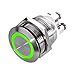 Produktbild Drucktaster Klingeltaster  LED-Beleuchtung - Einbau 19mm - Edelstahl V2A  flache Tastfläche - wasserdicht  Schraubkontakte - AC/DC (LED Grün)