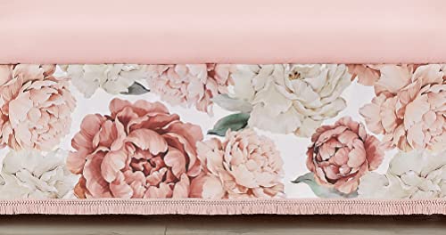 Image of Sweet Jojo Designs Blush Pink Boho Shabby Chic Floral Girl Baby Crib Skirt – Bed Dust Ruffle Bedskirt for Nursery Off White Ivory Bohemian Vintage Watercolor Flower Elegant Pastel Light Fringe Tassel