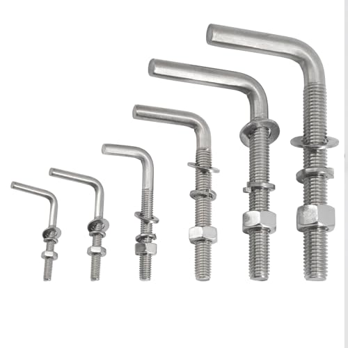 (20 Pieces) M6x40mm L Shaped Threaded Bolt Kits 304 Stainless Steel Foundation Anchor Bolts Square Screws Hooks For Hanging by Flomore - Used condition - Image 5