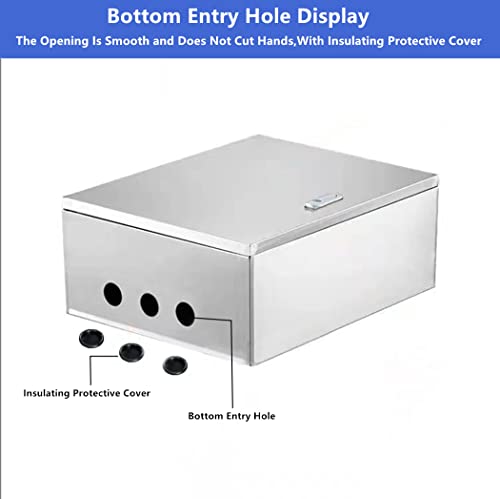 304 Stainless Steel Electrical Box 20'' X 16'' X 8'' Indoor/Outdoor Electrical Enclosure Box 20" H X 16" W X 8" D With Mounting Plate Weatherproof Anti-Rust And Anti-Corrosion #TOP4