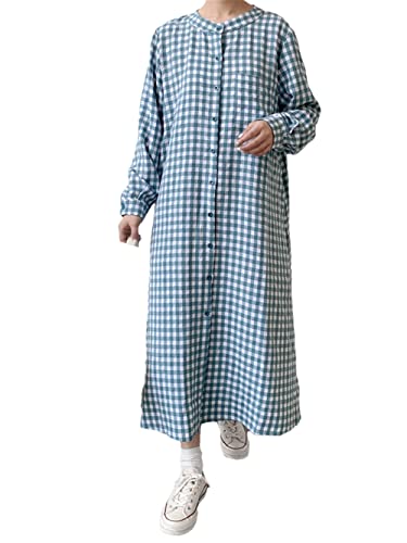 Robe à carreaux pour femme idéale pour vos sorties d'automne en grille bleue L