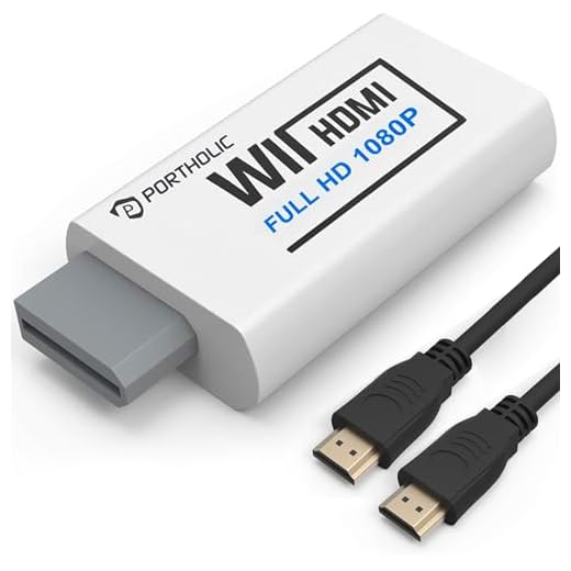 PORTHOLIC Conversor Wii para HDMI 1080P para dispositivo Full HD, adaptador Wii HDMI com conector de áudio de 3,5 mm e saída HDMI compatível com Wii, Wii U, HDTV, monitor - suporta todos os modos de