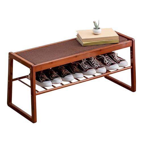 Meuble à chaussures avec banc marron en bois pour organiser une entrée ou un salon