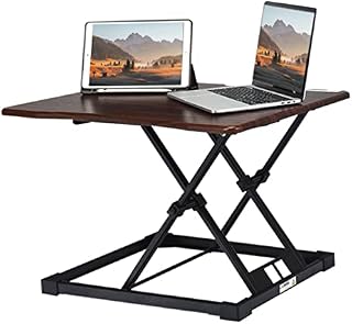 Multigot Standing Desk Converter, Height Adjustable Tabletop Workstation with Keyboard Tray, Single/Dual Moniter Sit to Stand Wooden Table for Home Office(65 x 47 x 5.5-40.5cm, Brown)