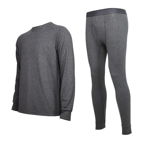 TanBridge Men's Thermal Underwear Long Johns Winter Shirts for Men Set Base Layer for Cold Weather Gray