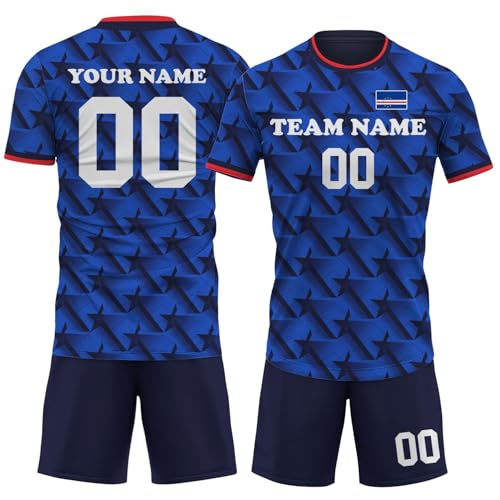 Soccer Jersey Kids Youth Men Women, Custom Jersey Soccer Navy Blue Cape Verde National Team Jersey Name Number Logo, 2026 Flag Uniformes de Futbol Soccer para Hombres Soccer Kit Camisas de Futbol