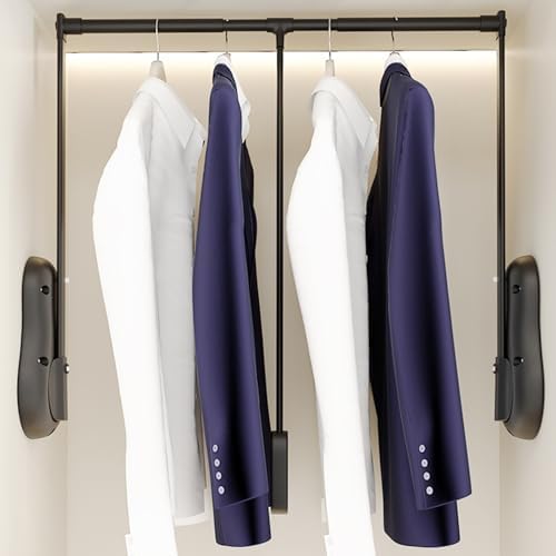 Adjustable Pull-Down Closet Rod with Easy-Grab Ring, 850-1150mm, Multi-Position Space Saver for Easy Access and Organization, Ideal for Home Storage Solutions