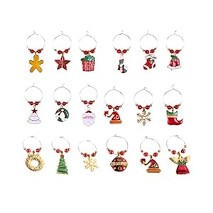 18 Stuks Kerst Wijnfles Topper Covers Bedels Voor Drinkglazen Kerst Wijnglas Tags Hangers in De Vorm Van Een Kerstboom Kerstdecoraties Voor Wijnglazen Kerstfeest Charme Drankjes