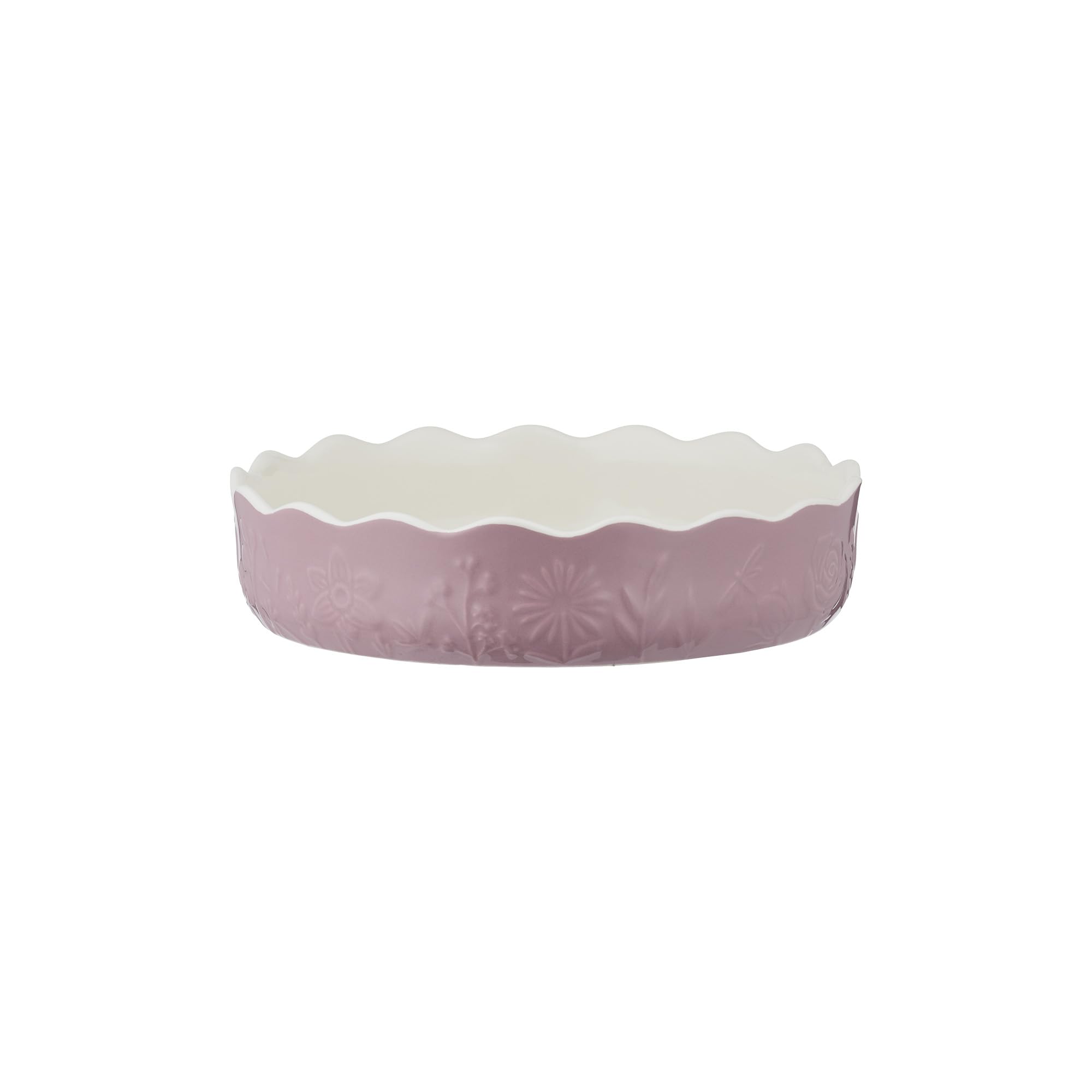 in The Meadow Pink Pie Dish 23cm | 900 ml Floral Embossed Stoneware Oven-to-Table Dish for Fruit & Savoury Pies