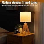 Table Lamp, Wooden Tripod Bedside Lamp with 3 Color Temperatures, Classic Bedroom Light, 2 Pack Table Lamps with 60W Bulb, Bedroom Lamps, Lamps for Bedrooms for Bedroom Living Room Nursery Office