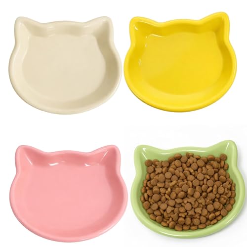 4 Pcs Cat Bowls, 15 * 12cm Kitten Bowls, Kitten Food Bowls, Cat Dishes Low Edge Design Is Easy To Clean and Cat Feeding Bowls Suitable for Households With Multiple Pets