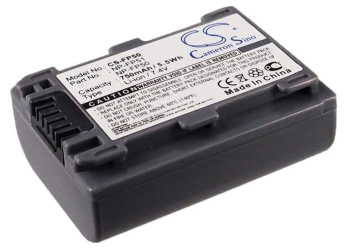 Image of 7.4v Compatible with Battery Sony NP-FP30, NP-FP50, NP-FP51 DCR-HC96, DCR-HC96E, DCR-SR100, DCR-SR100E, DCR-SR30E, DCR-SR40, DCR-SR40E, DCR-SR50, DCR-SR50E