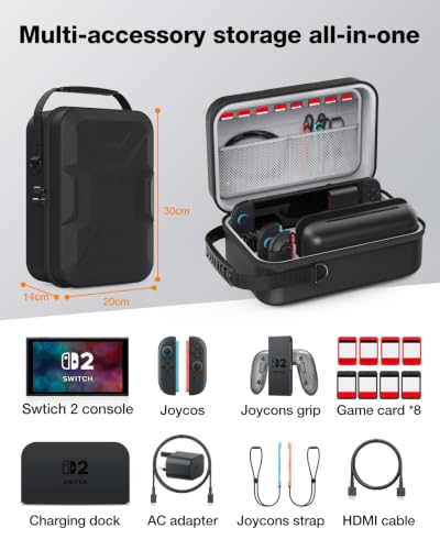 Image of HEIYING Switch 2 Carrying Case with Dedicated Accessory Slots for Switch 2 | Durable EVA Shell Travel Case, Full Protection, Storage Compartments for All Accessories, Ideal for Trips & Outings