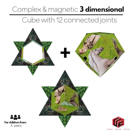 Image of ZURATO Shape Shifting Box Puzzle Cube, Magic Cube Puzzle Toy, Multiple Structure Creativity Puzzle Cube for Kids and Adults, Size- 6.5 x 6.5 x 6.5 cm (Green - Animal Theam)