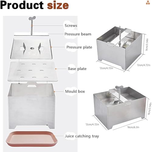 Stainless Steel Tofu Press – Adjustable Cheese Maker for Firmer Tofu & Cheese, Quick 10-30 Min Water Drain, 12 * 16cm/4.7 * 6.2in – Perfect for Homemade Delights