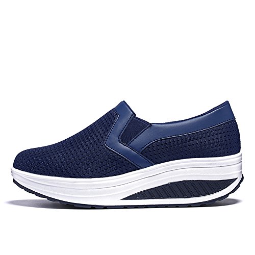 Image of L LOUBIT Women Wedge Shoes Breathable Mesh Sneakers Slip On Comfort Walking Shoes