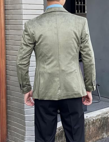 Men's Suede Single Breasted Blazer Sport Coat Notch Lapel Casual Business Jacket2